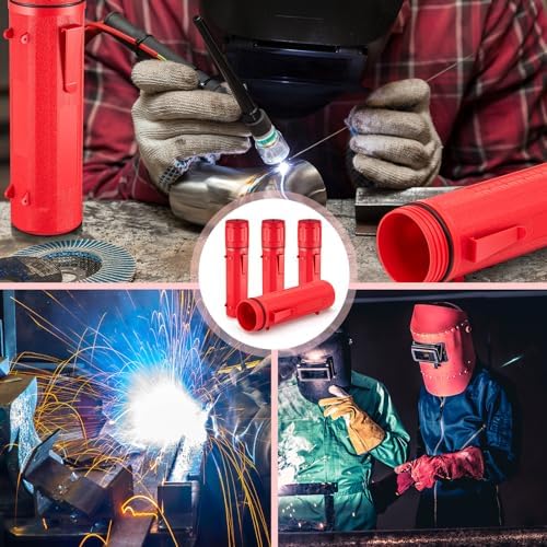 Zonon 4 Pcs Welding Rod Storage Tube 14 Inch Tig Rod Holder, Red