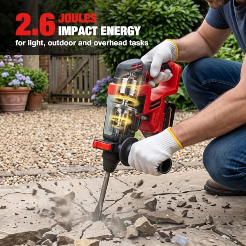 SDS Plus Cordless Rotary Hammer Drill for Milwaukee M18 Battery, Hammer Drill 18v Brushless for Concrete/Masonry/Wood/Metal, Rotomartillo, 4 Functions, 5 Drills with Gloves (Battery Not Included)