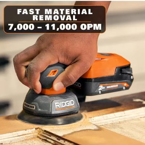 RIDGID 18V SubCompact Brushless Random Orbit Sander (Tool Only) (Renewed)