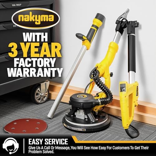 Drywall Sander, 950W 8.5A Electric Drywall Sander with Vacuum Dust Collector, 9 Variable Speed 800-2100RPM, Foldable & Extendable Handle, Wall Sander for Popcorn Ceiling, Drywall Pole Sander