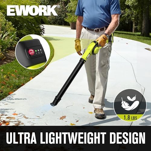 EWORK 20V Small Cordless Leaf Blower with 2 x 2.0Ah Battery and Charger