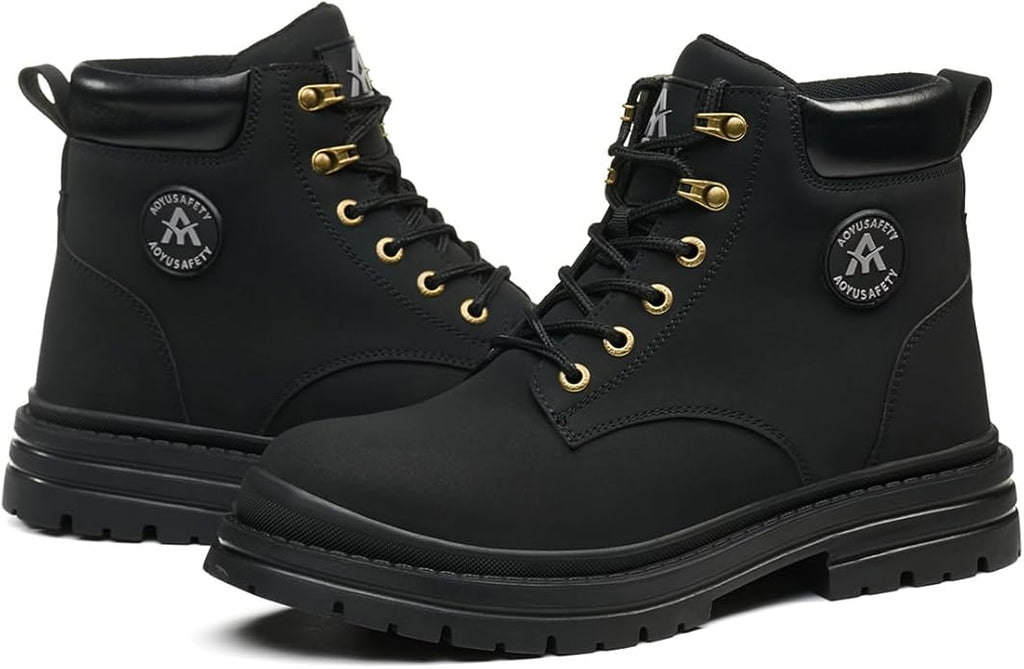 Work Boots for Men,Lightweight Breathable High Top Steel Toe Boots,Indestructible Steel Toe Shoes,Non Slip Safety Work Shoes.