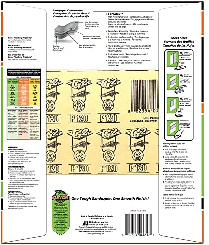 Gator CeraMax 9" x 11" Ceramic Sanding Sheets, 120 Grit, 25 Pack