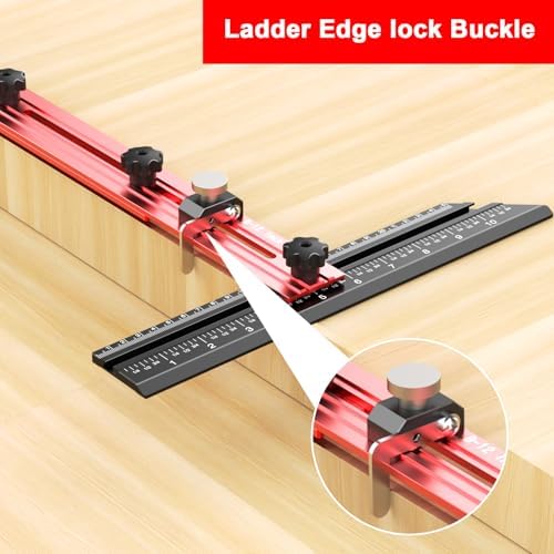 Stair Tread Template Tool – Stair Tread Gauge Jig, Aluminum Alloy Measuring and Scribe Tool for Accurate Angle, Depth, and Length Measurement of Stairs, Risers, and Partitions