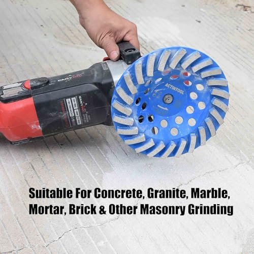 7 in. x 5/8-11 in. Threaded Arbor 24 Segments Diamond Turbo Grinding Cup Wheel, 7 Inch Diamond Cup Grinding Wheel for Granite Marble Concrete (5/8"-11 Threaded)