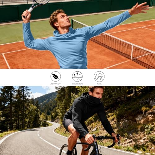 HovSiyla Mens Fishing Hoodie UV Sun Protection Shirts UPF Rash Guard Long Sleeve Shirts Hiking Performance Mesh Face Mask Top