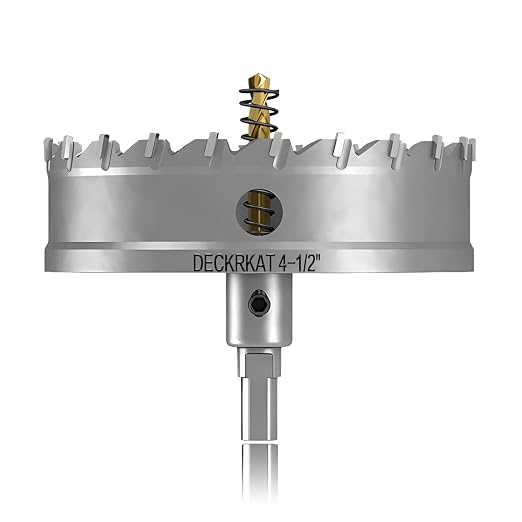 4-1/2" TCT Hole Saw for Hard Metal, Heavy Duty 115mm Tungsten Carbide Tipped Hole Cutter with Spring-Loaded Pilot Drill Bit for Stainless Steel, Metal, Iron, and Plastic.