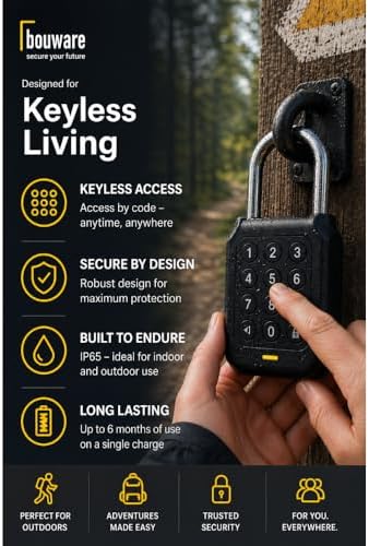 Smart Padlock Alpha1 Heavy-Duty Electronic Padlock Combination Weatherproof Digital Keypad Number Button Locks with Code, Outdoor/Indoor Use with Upgraded Security Features (Black)