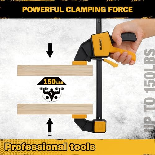 8-Piece Clamps for Woodworking - 4 Pcs 6 inch Bar Clamps, 4 Pcs Heavy Duty Metal Spring Clamps, Bar Clamps with 150 LBS Load Limit, Quick Release Triggers