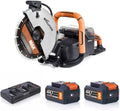 Evolution R10DCT-Li Cordless 10" Concrete Saw | Includes 2x 5Ah Batteries, Dual-Port Charger & EVOMAX Diamond Blade | 4" Cut Depth | Auto Water Dust Suppression | 40V Brushless | Heavy-Duty Cutting