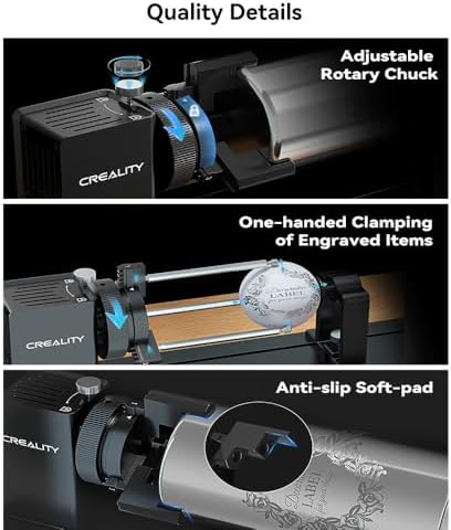 Falcon A1 Rotary Kit Pro Upgrade Package with 12 Risers，Jaw Chuck Rotary for Engraving Cylindrical Objects, Wine Glass, Baseball Bat, Ring for Ceality Falcon A1 Falcon A1 Pro(No Glasses Version)