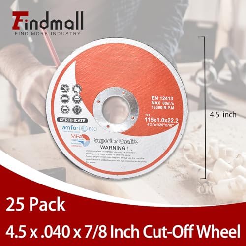 25 Pack 4.5" x.040 x7/8" Cut-Off Wheel - Metal & Stainless Steel Cutting Discs