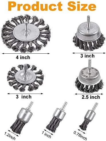 Rocaris 7Pcs Twist Knot Wire Wheel Brush for Drill for Rust Removal