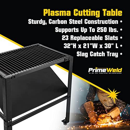 PrimeWeld Plasma Cutting Table with Replaceable Slats, Plasma Cutter Table, Cutting Equipment, 32" H x 21" W x 30" L