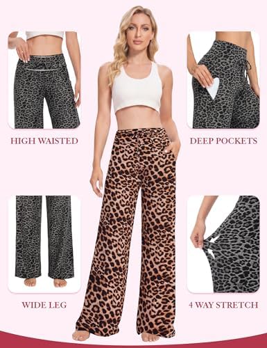 Showitty Wide Leg Pants for Women with Pockets, High Waist Yoga Lounge