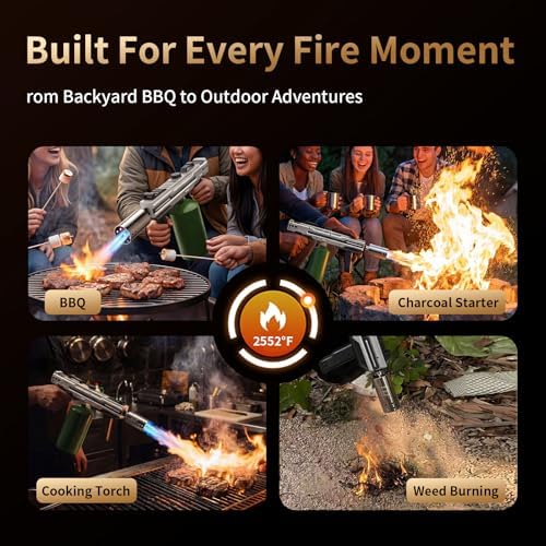 Propane Torch Gun, Adjustable Flame Blow Torch for Cooking and BBQ