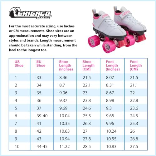Chicago Skates Bullet Speed Roller Skates – Adjustable Quad Roller Skates Women Men, Durable Skates, Top Performance with Front Stopper, 62mm Urethane Wheels, Low-Cut Ankle Boot, Indoor Outdoor Toys