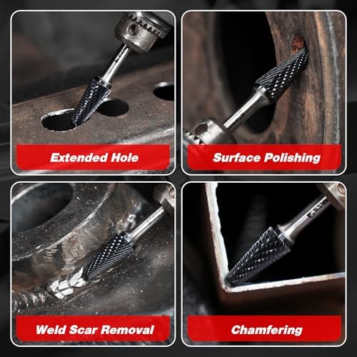 EZARC AlCrN Carbide Rotary Burr Bit, SL-5 Double Cut, 1/4-Inch Shank
