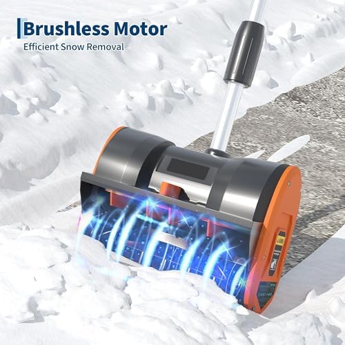 Cordless Snow Shovel, Electric Snow Blower - 20V 4.0Ah Battery & Charger, Brushless Motor, Clears Paths Up to 12 in W x 8 in H, 17FT Throwing Distance, Snows Thrower for Sidewalks & Driveways