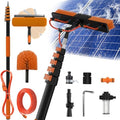 Buyplus 30FT Reach Solar Panel Cleaning Brush Kit with 5-24FT Telescoping Pole, Water Fed Window Cleaner Tool with 20" Brush, Soap Dispenser, Cobweb Duster, Squeegee for Roof, RV, Gutter, Deck,Orange