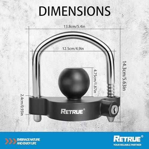 RETRUE Trailer Coupler Lock, Adjustable Hitch Ball Lock, Matte Black