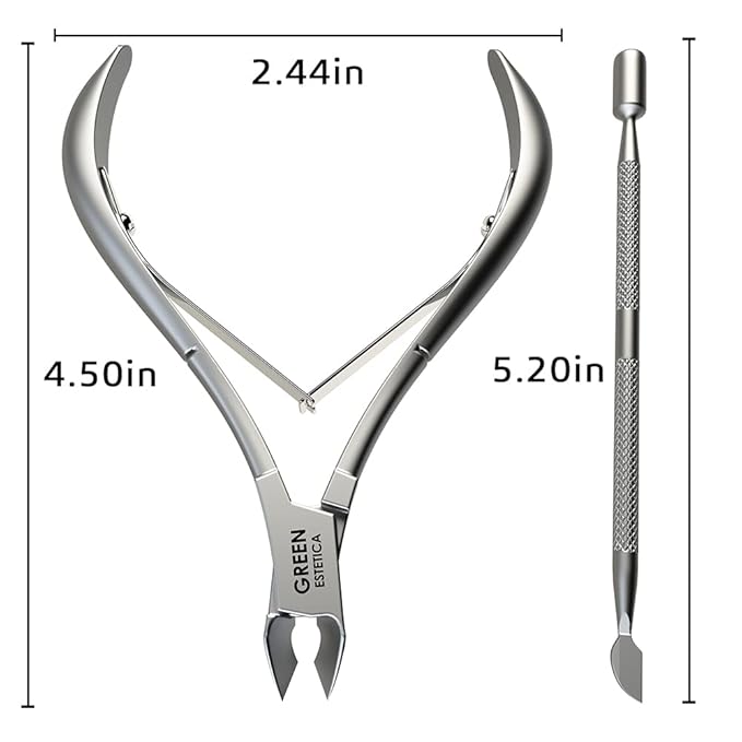 Professional Cuticle Trimmer Nail Cuticle Cutter Stainless Steel Cuticle Nippers with Sharp Blades Double Spring Manicure Tools for Nail Care Pedicure Home Spa (Silver - Pusher Included)