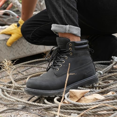 Work Boots for Men Soft Toe Waterproof Leather Workboots