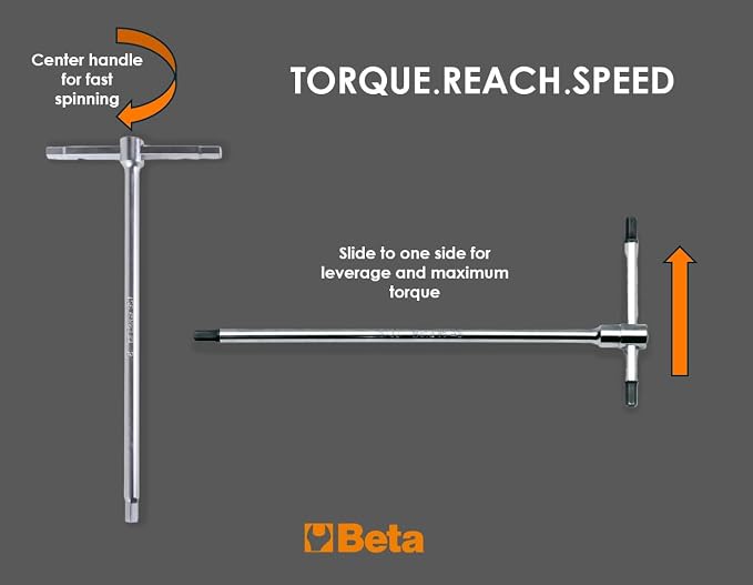 Beta 951AS 5/32" SAE Sliding T-Handle Hex Key Allen Wrench, Made in Italy | High Torque & Fast Spinning T-Handle | Calibrated Hex Ends|Fastening, Mechanical Assembly, and Professional Maintenance