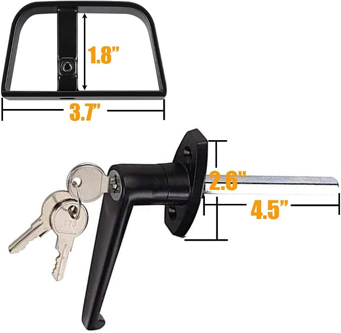 HauSun Shed Door Handle Lock Kit 4-1/2" L Handle with 2 Keys and 2 Screws, 4-1/2" Stem for Shed, Gate, Barn, Garage, Playhouse, Chicken Coop Door Lock and More, Black (L Handle)