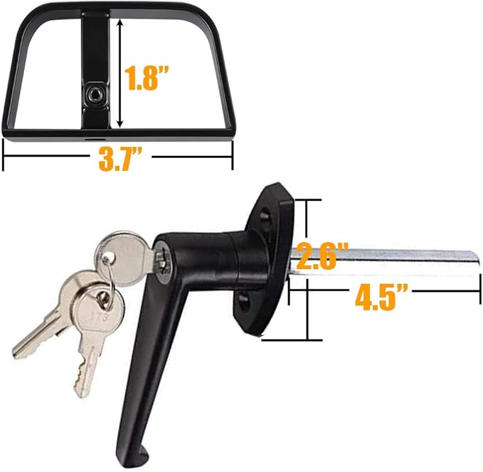 HauSun Shed Door Handle Lock Kit 4-1/2" L Handle with 2 Keys and 2 Screws, 4-1/2" Stem for Shed, Gate, Barn, Garage, Playhouse, Chicken Coop Door Lock and More, Black (L Handle) (Pack of 2)