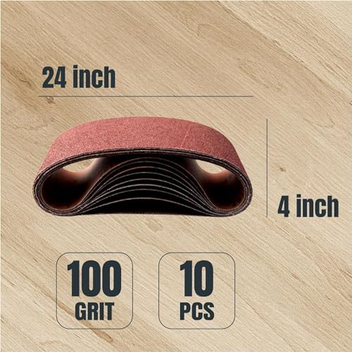 POWERTEC 4 x 24 Inch Sanding Belts, 30PK, 10 Each of 60 100 400 Grits, 4x24 Belt Sander Sanding Belts Assortment, Aluminum Oxide Sandpaper for Oscillating Belt Sander, Woodworking (110093)