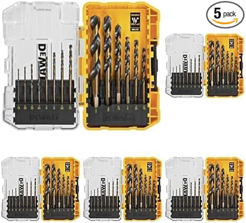 DEWALT Drill Bit Set, 14-Piece | 135 Degree Split Point | For Plastic, Wood and Metal | Pack of 5