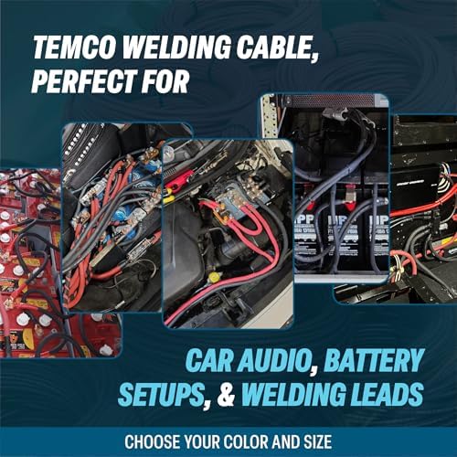 TEMCo 3/0 Gauge AWG 40 Ft Red Flexible Pure Copper Made in USA Welding Cable Battery Wire - Heavy Duty Solar, Inverter, Car, RV, Truck