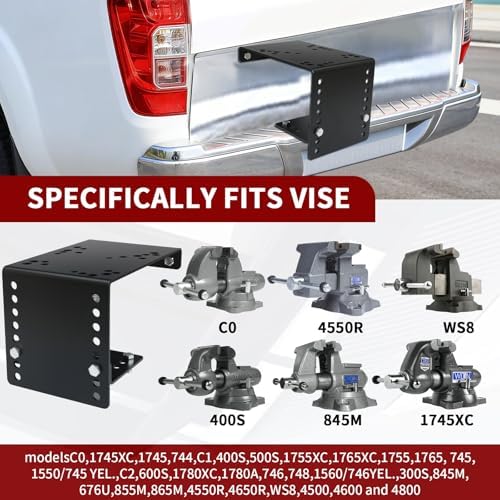 Bumper Vice Mount,Black Powdercoat, Pre-Drilled Heavy Duty Truck Vise Mount for Versatile Height Adjustment, Easily Bolt to Utility Truck and Service Body Truck (Black)