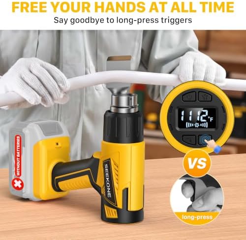 SEEKONE Cordless Heat Gun with LCD 122℉-1112℉ for Crafting, Vinyl Wrap