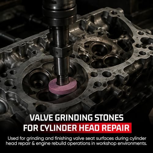 Valve Seat Grinding Stones Set of 10 for Grinder Alignment & Cylinder Head Repair with Thread 80 Grit & 0.385 Top - Compatible with Angel & Die Grinder - 11/16 Inches