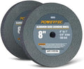 POWERTEC Bench Grinder Wheel 2PK, 8 Inch Grinding Wheel 150 Grit, Aluminum Oxide, 8 Bench Grinder Wheels for Pedestal & Benches, 1" Thick 5/8" Arbor, Sharpening Shaping Drill Bits, Knife - 15523