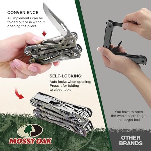 MOSSY OAK 21-in-1 Multitool, Stainless Steel Pliers with Pocket Knife