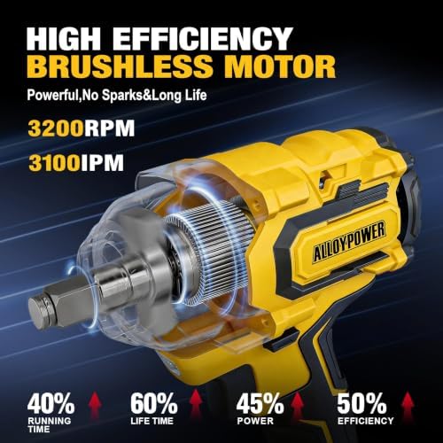 20V 1/2 "Cordless Brushless Impact Wrench& 3/8'' Ratchet Combo Kit