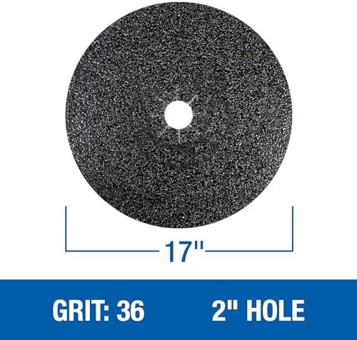 Mercer Industries 427036 Silicon Carbide Floor Sanding Disc, Cloth Back, 17" x 2" Hole, Grit 36X, 20-Pack