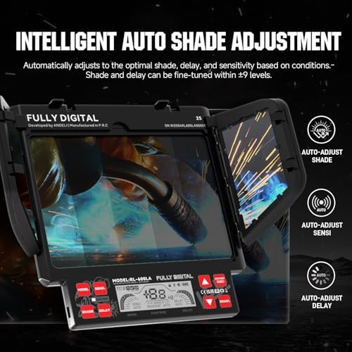 ANDELI Intelligent Auto-Shade Welding Helmet, 3-Sided Auto Darkening