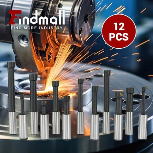 findmall 12Pcs 3 Inch Boring Head R8 Shank 3/4 Inch Carbide Boring Bar Boring Head Bar Milling Set