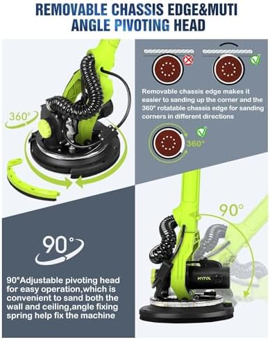 MYTOL 7.2A Drywall Sander with Vacuum, LED, 6-Speed