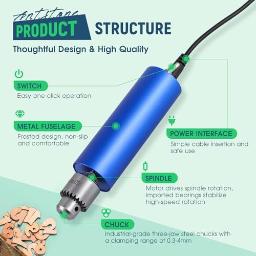 Antstone Electric Resin Polishing Kit Resin Drill with 287 Accessories Variable Speed Rotary Tool for Resin Casting Molds Epoxy Resin Polisher Sander Kit for Jewelry Carving Drilling Sanding Polishing