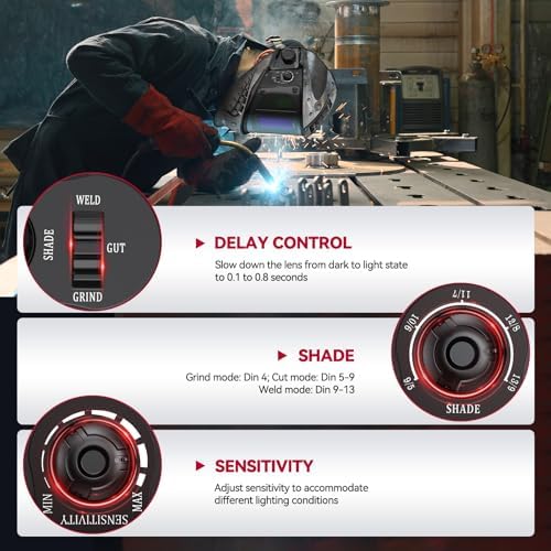 ARCCAPTAIN Welding Hood, 180° Panoramic View Auto Darkening Welding Helmet