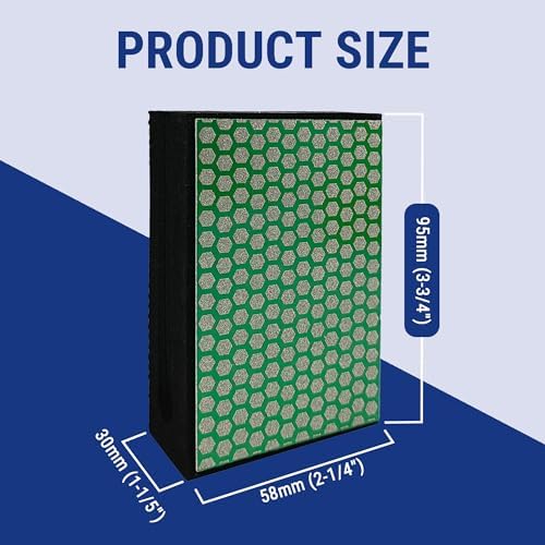 Diamond Hand Polishing Pad Diamond Sanding Block Foam Backed Diamond Sponge Sanding Pads for Wet or Dry Grinding polishing for Granite Marble Stone Tile Glass Ceramic (4, 120# Hexagon)