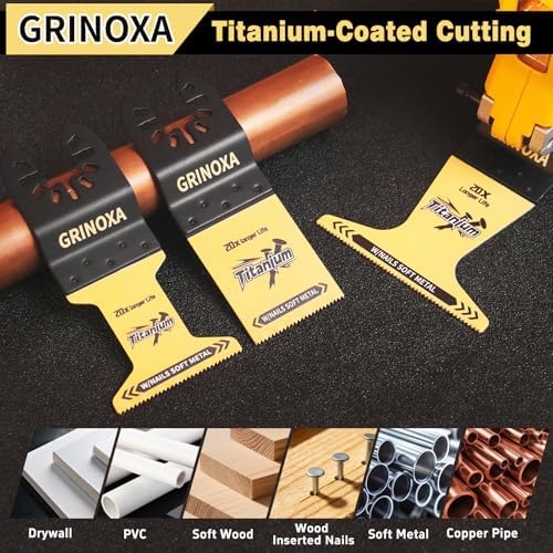 115PCS Multitool Blades Kit, Titanium Metal Multi Tool Blades Cutting Wood