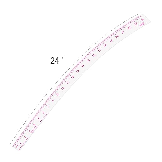 KEARING 24inch Clear Hip Curve Ruler for Sewing, Plastic Vary Form Curve, Sandwich Line Scale, French Measuring Curve for Sewing Quilting, Transparent Fashion Designer's Ruler