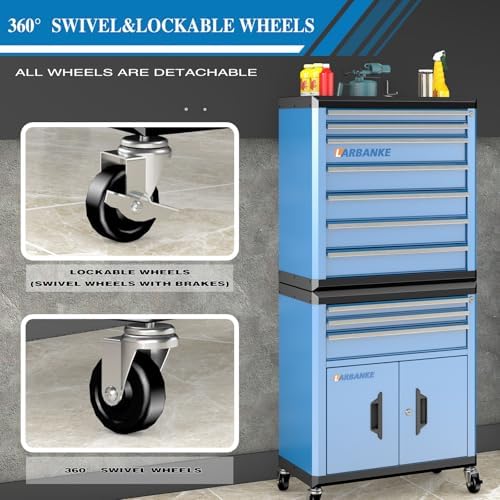 LARBANKE10 Drawer Rolling Tool Chest with Wheels,Locks & Waterproof Top