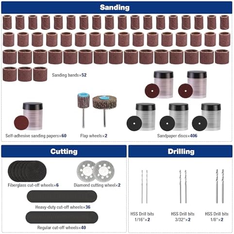 WORKPRO 698-Piece Rotary Tool Accessories Kit, Rotary Tool Bits for Easy Cutting, Grinding, Sanding, Polishing, Cleaning, Drilling, Carving and Engraving